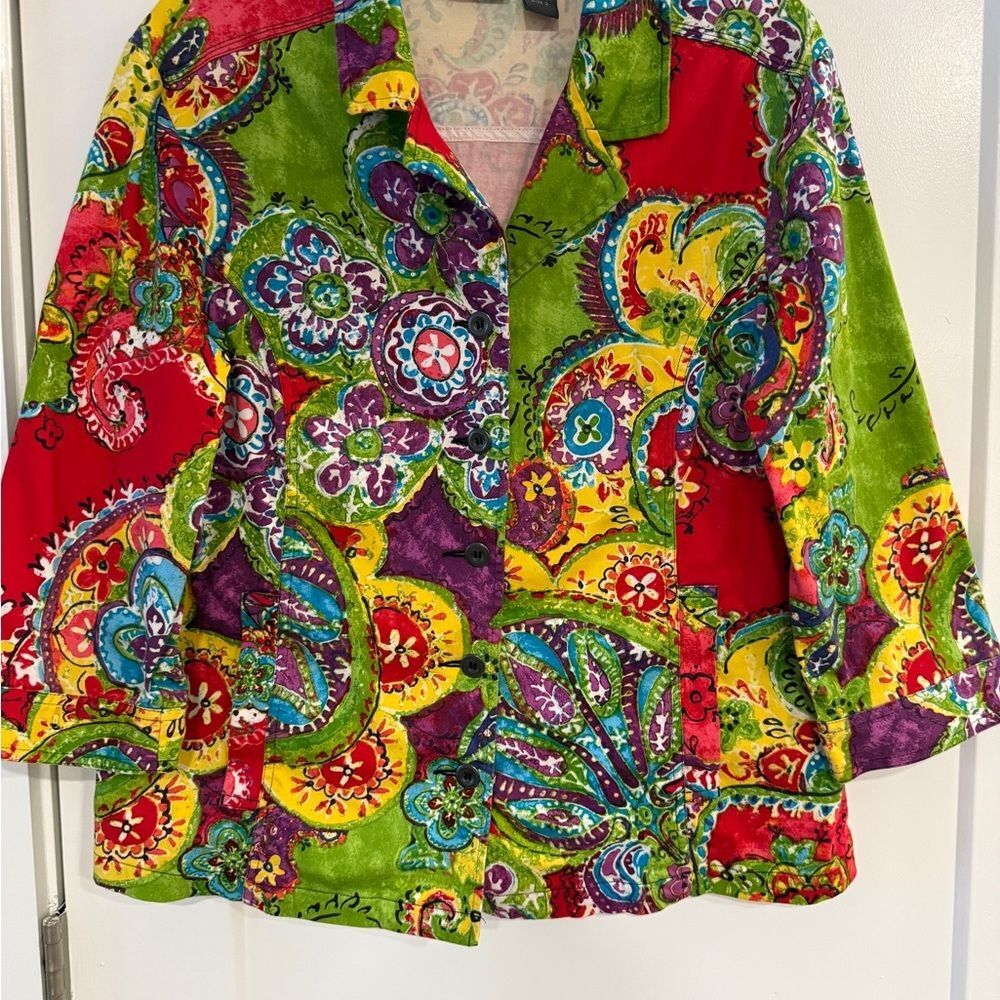 Chico's Multicolor Paisley Button Down jacket